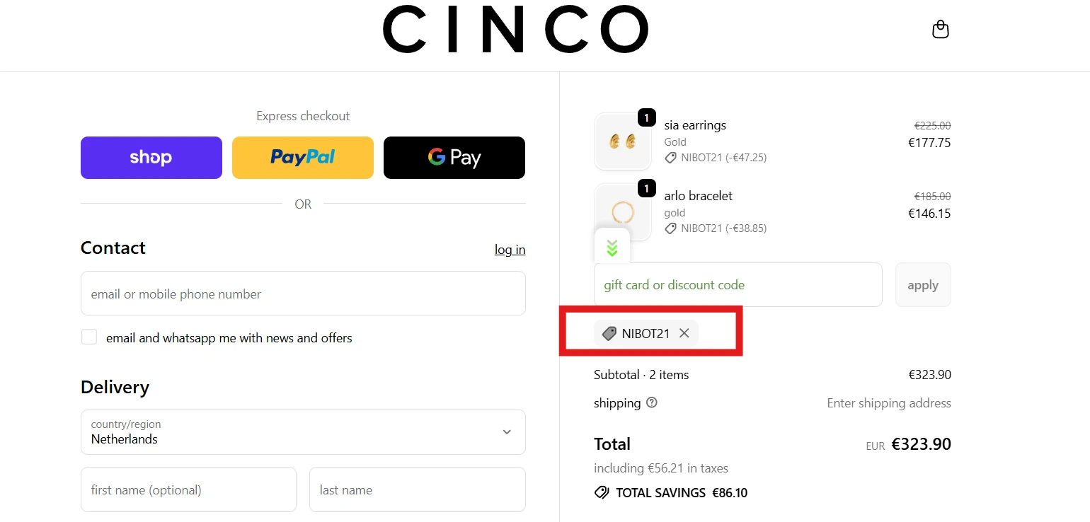 Use Discount Code NIBOT21 for 21% OFF Sitewide at CINCO